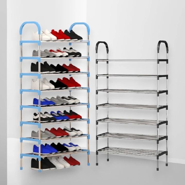 8 Tiers portable shoe racks Stainless Steel Shoe adjustable single Shoe rack A Large Shoe Rack Shoe Storage Shoe Organizer Shoe Tower Unit Shelf Durable Metal Pipes with Plastic Connectors Stackable