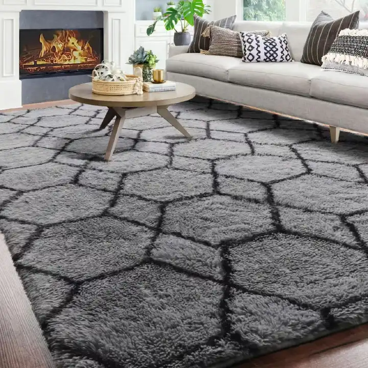 Pattern & Patches fluffy carpet 5 by 8  (160*200cm) For Living Room Plush Rugs Children Bed Room Fluffy Floor Carpets Home Decor Rugs Velvet Mat