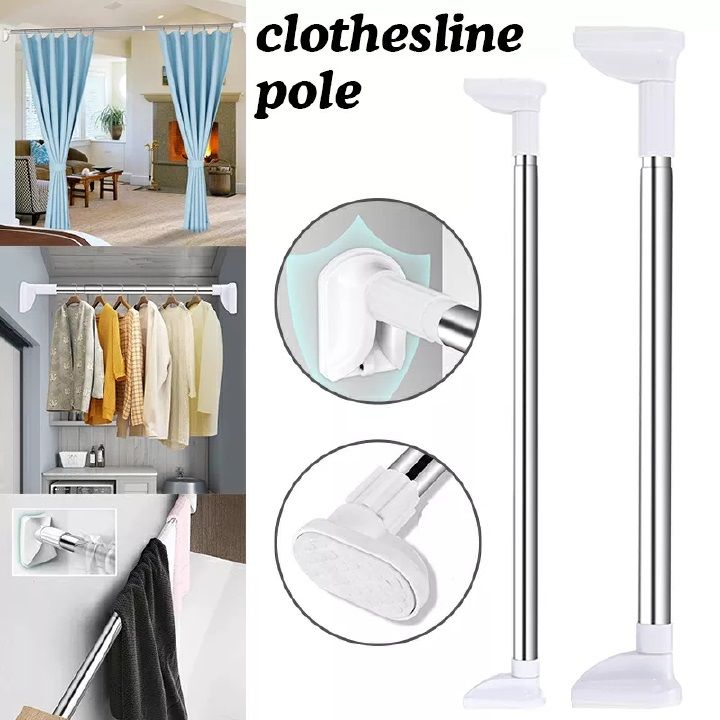 Shower Curtain Rail, Curtain Rod Short Extendable Stainless Steel Tension Rod with No Drilling, Modern Telescopic Shower Curtain Pole for Shower for Window Bathroom Wardrobe Doorway