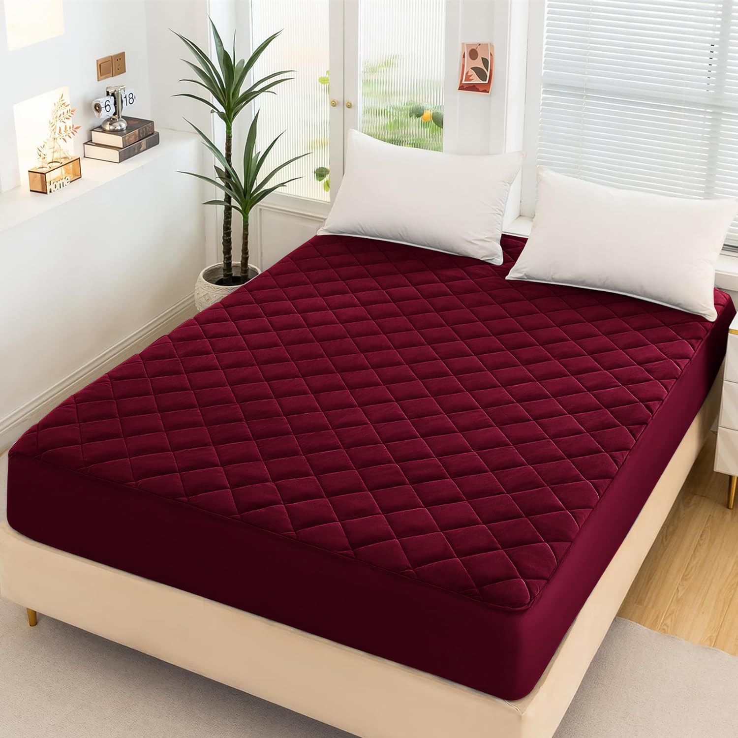 Mattress Protector Waterproof Fitted Sheet Soft Quilted Fitted Breathable Waterproof Mattress Pad Cover Bed Sheet