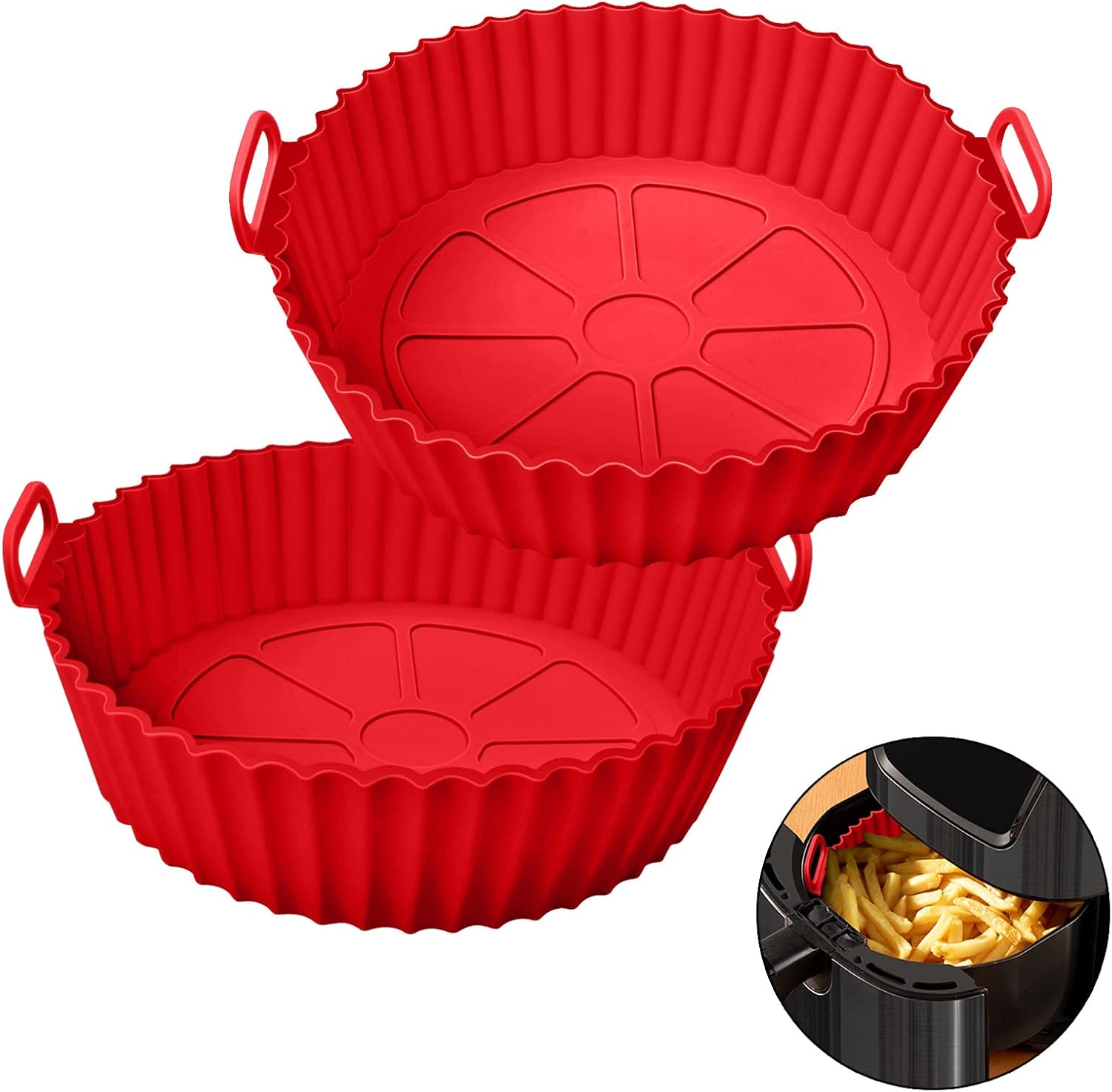 2pcs Washable Air Fryer Silicon reusable air fryer liner non-stick baking tray pot basket baking pan mats replacement