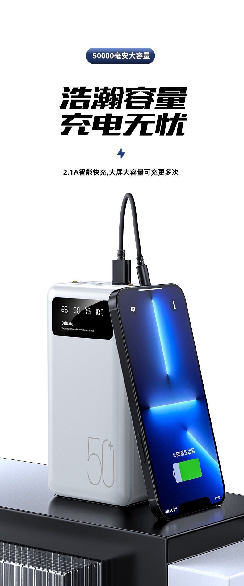 10000mAh Large Capacity Power Bank Mobile Phone Super Fast Charging Mobile Power Tablet Mobile Computer External Power Supply