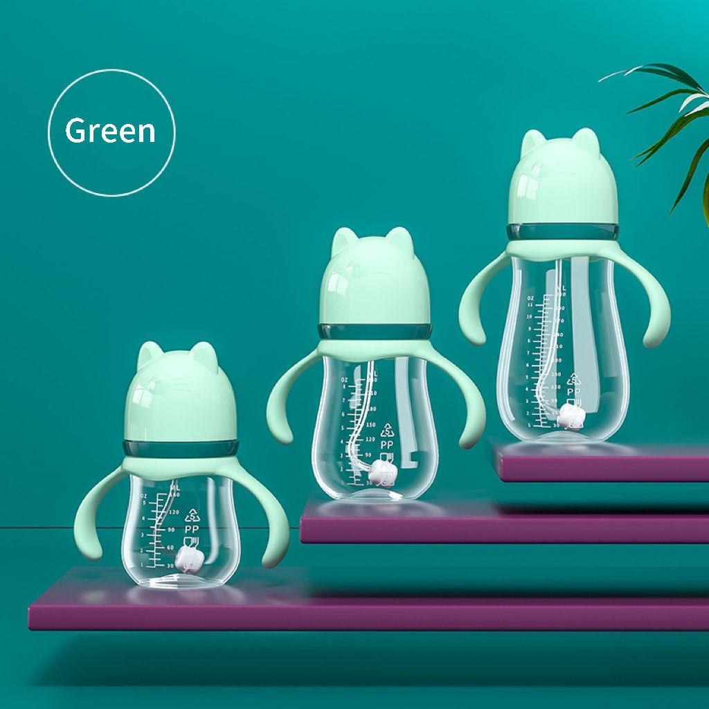 Newborn Wide Caliber PPSU Feeding Bottle Drop Proof Silicone Nipple Feeding Bottle with Straw Cup Handle