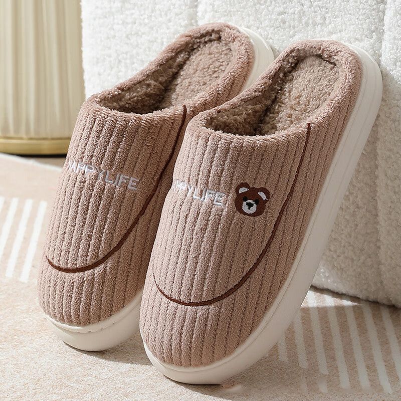 Topibaaz Winter  Warm Slippers For Women Men Home Fluffy Furry Slippers New Soft Plush Platform Non Slip Bedroom Slides