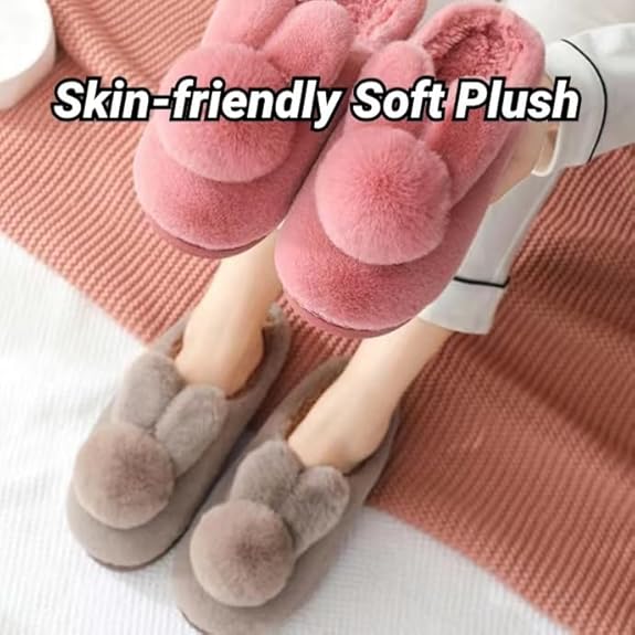 FASHION & ELEGANT: Breathable warm soft plush along with trendy faux fur design makes these womens slippers stylish and practical. Easily slides in whenever you want your feet relaxed. They match well