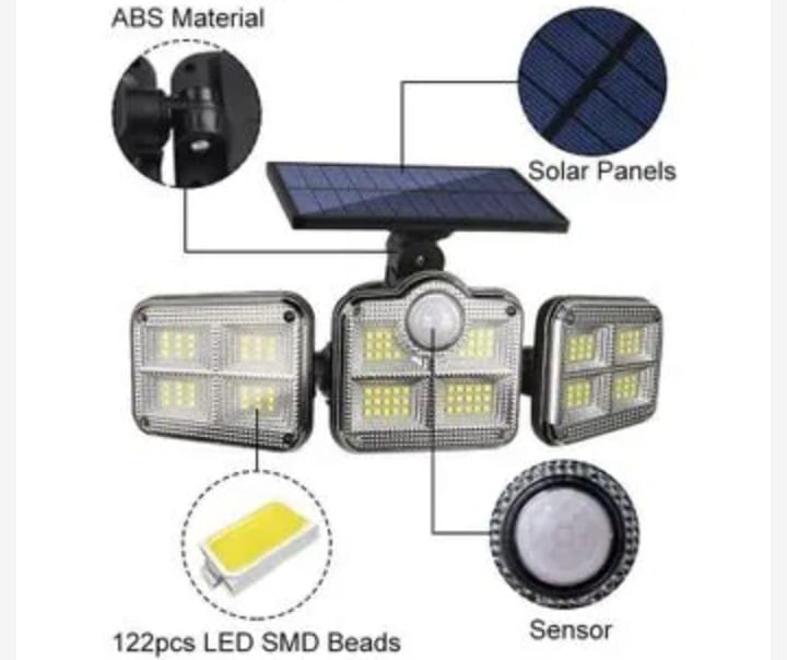 Solar Light  3 Head LED Solar Security Light PIR Motion Sensor Outdoor Garden Wall Flood Lamp