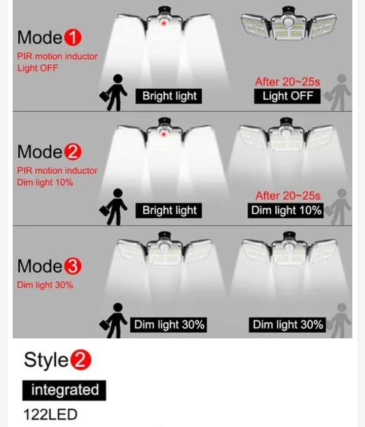 Solar Light  3 Head LED Solar Security Light PIR Motion Sensor Outdoor Garden Wall Flood Lamp