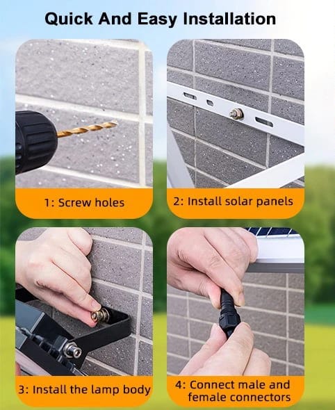 Outdoor Solar Flood Light Street Security Wall Floodlight Dusk to Dawn With Remote