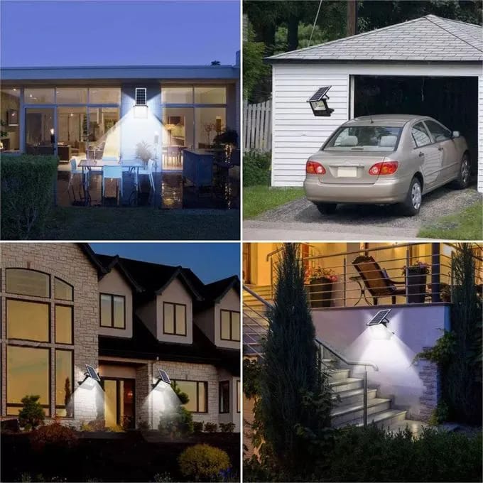 Outdoor Solar Flood Light Street Security Wall Floodlight Dusk to Dawn With Remote