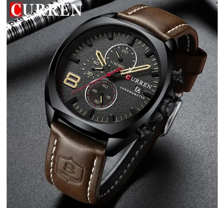 Curren Sports Chronograph Leather Men Wrist Watch