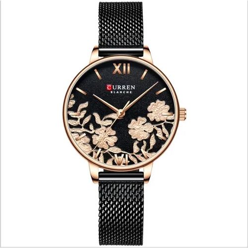 Curren Fashion Quartz Wristwatches for Women Floral dial Stainless Steel