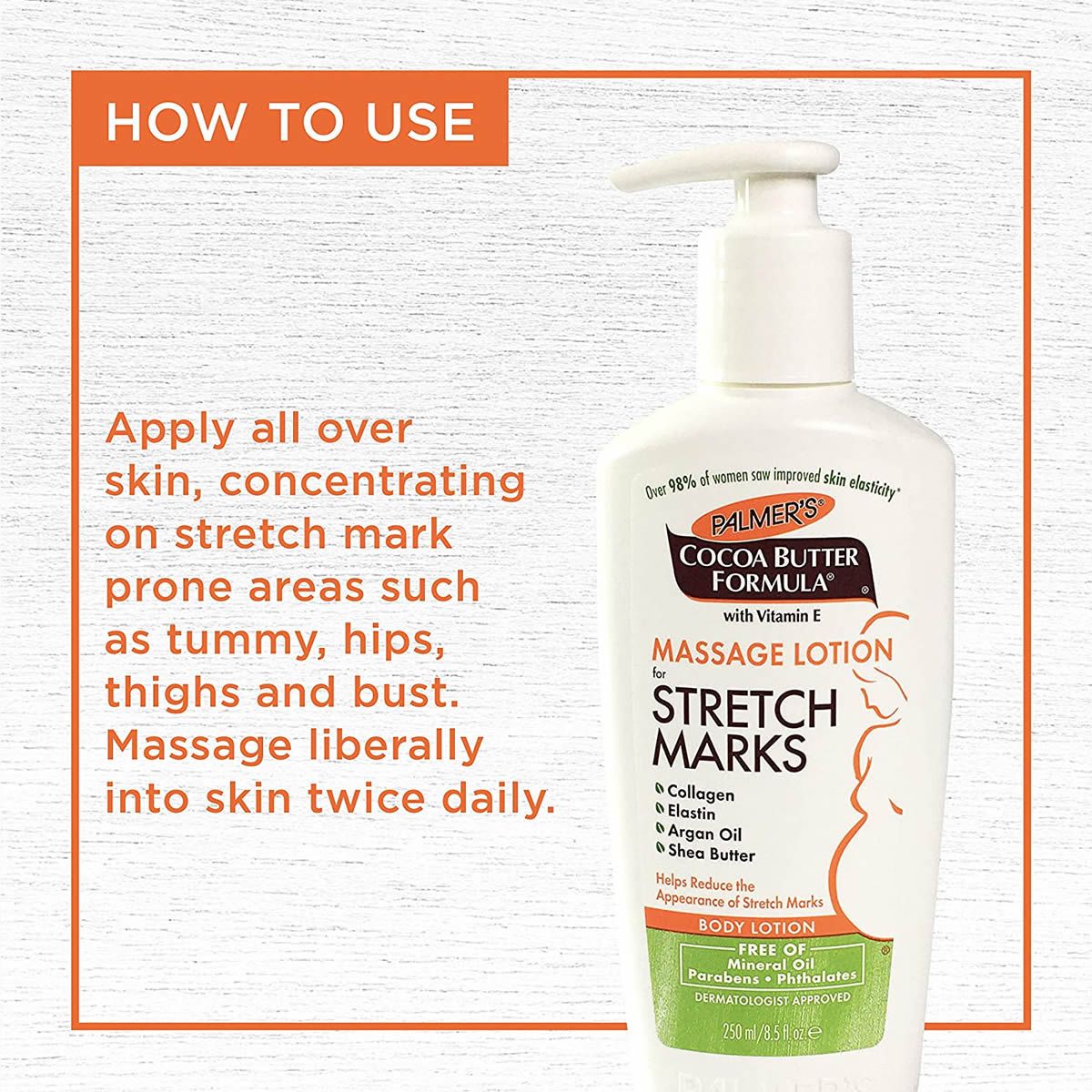 Palmer's Cocoa Butter Formula Massage Lotion For Stretch Marks, Pregnancy Skin Care Belly Cream Weight Fluctuation with Collagen, Elastin, Argan OIl and Shea Butter 250ml