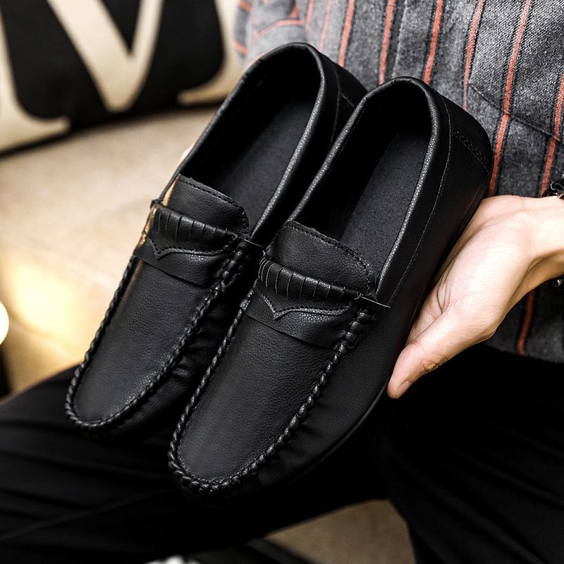 Men's Casual Loafers Slip On Leather Shoes Comfortable Driving Shoes Male Moccasins Classic Penny Loafer Flats Boat Shoes