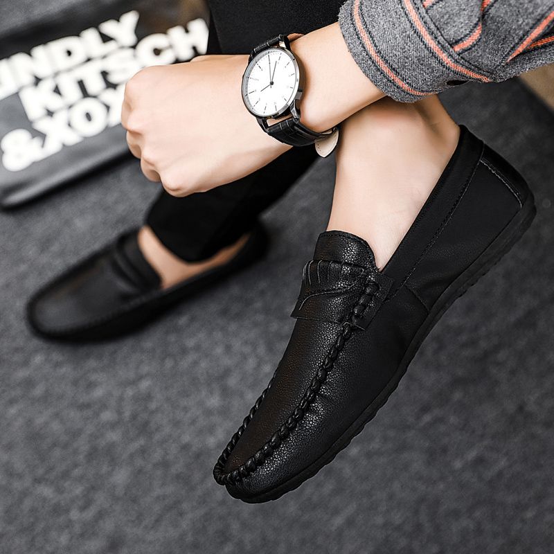 Men's Casual Loafers Slip On Leather Shoes Comfortable Driving Shoes Male Moccasins Classic Penny Loafer Flats Boat Shoes