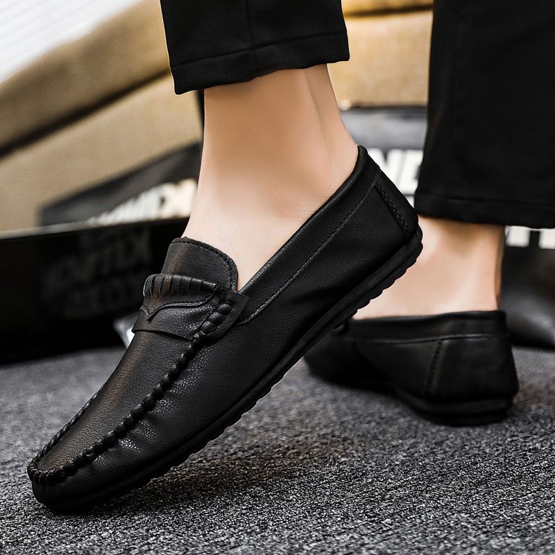 Men's Casual Loafers Slip On Leather Shoes Comfortable Driving Shoes Male Moccasins Classic Penny Loafer Flats Boat Shoes