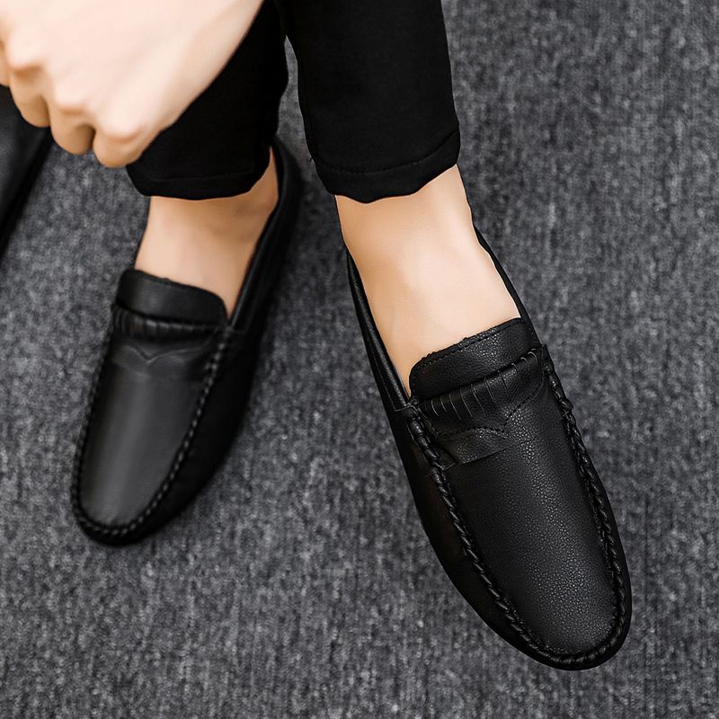 Men's Casual Loafers Slip On Leather Shoes Comfortable Driving Shoes Male Moccasins Classic Penny Loafer Flats Boat Shoes