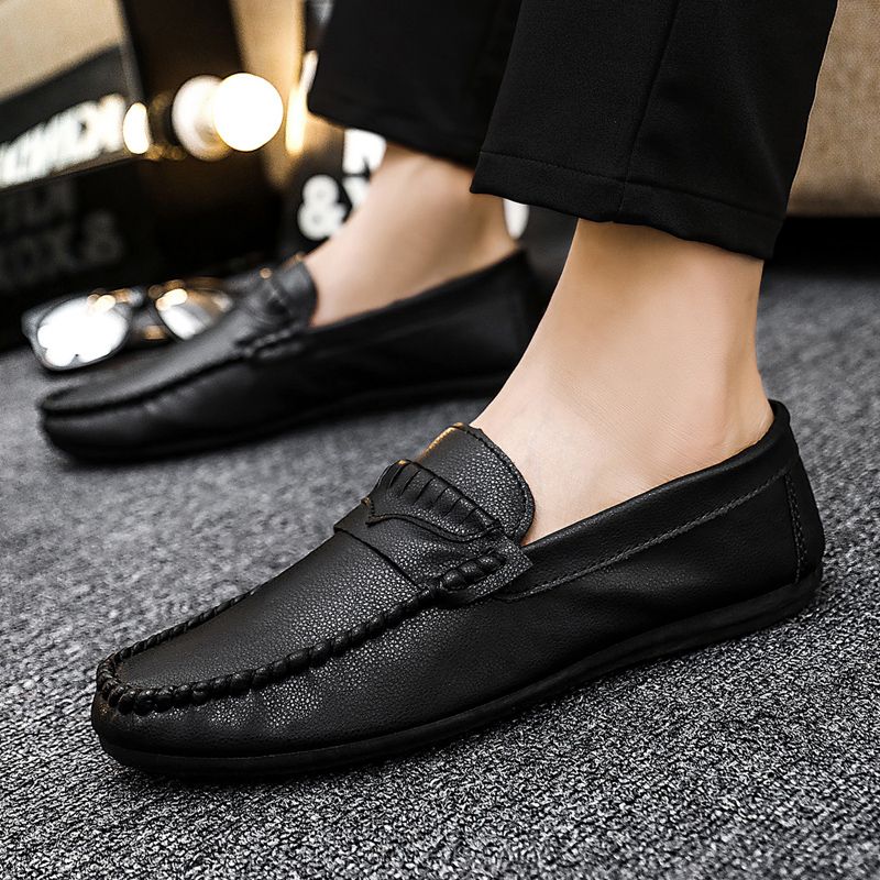 Men's Casual Loafers Slip On Leather Shoes Comfortable Driving Shoes Male Moccasins Classic Penny Loafer Flats Boat Shoes