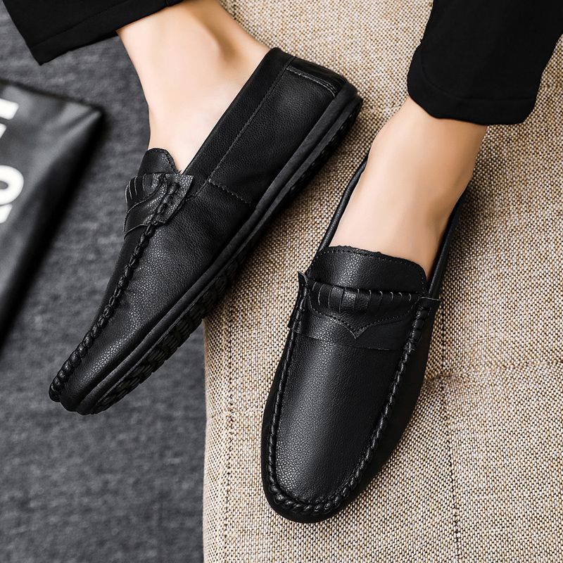 Men's Casual Loafers Slip On Leather Shoes Comfortable Driving Shoes Male Moccasins Classic Penny Loafer Flats Boat Shoes