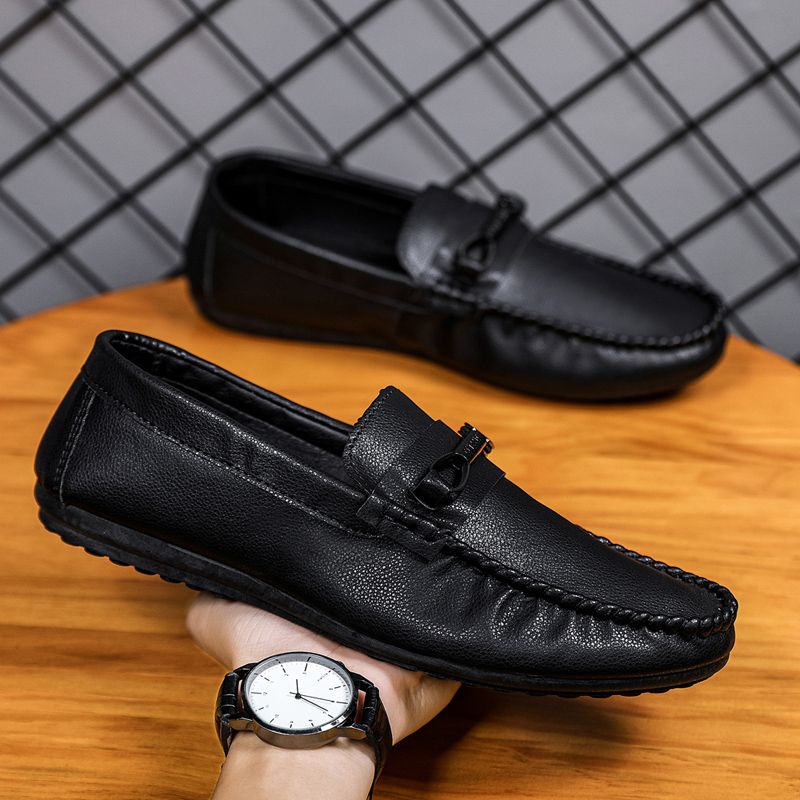 Men's Casual Loafers Slip On Leather Shoes Comfortable Driving Shoes Male Moccasins Classic Penny Loafer Flats Boat Shoes