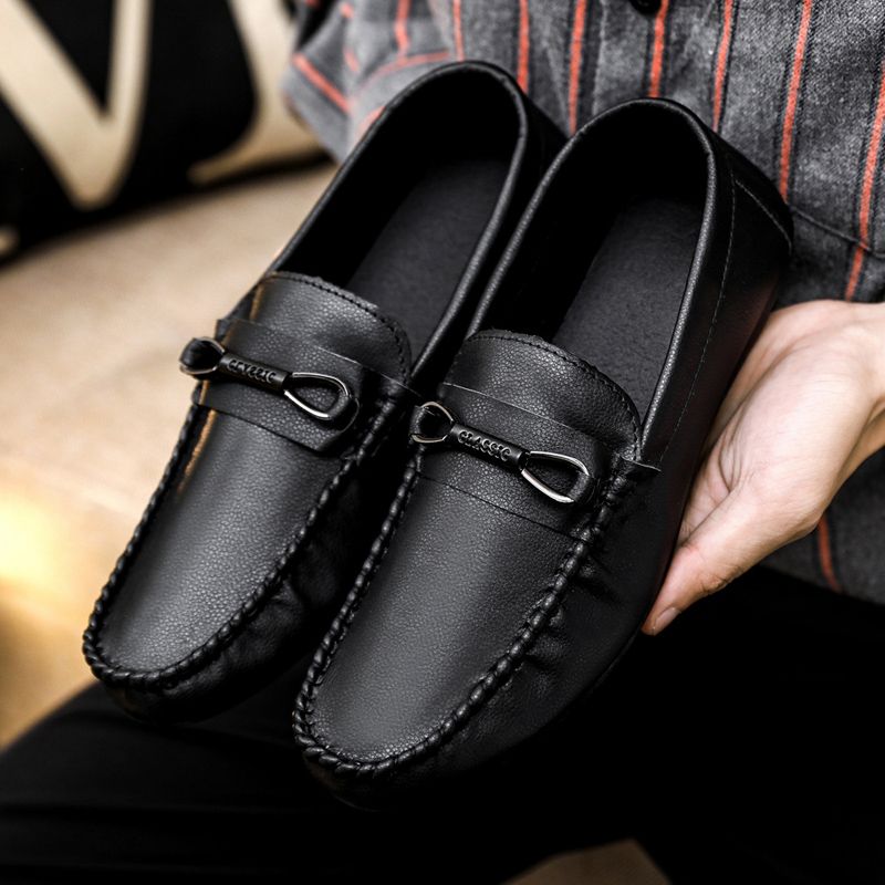 Men's Casual Loafers Slip On Leather Shoes Comfortable Driving Shoes Male Moccasins Classic Penny Loafer Flats Boat Shoes