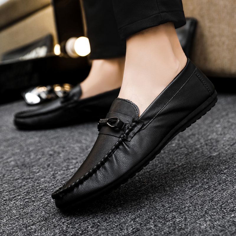 Men's Casual Loafers Slip On Leather Shoes Comfortable Driving Shoes Male Moccasins Classic Penny Loafer Flats Boat Shoes