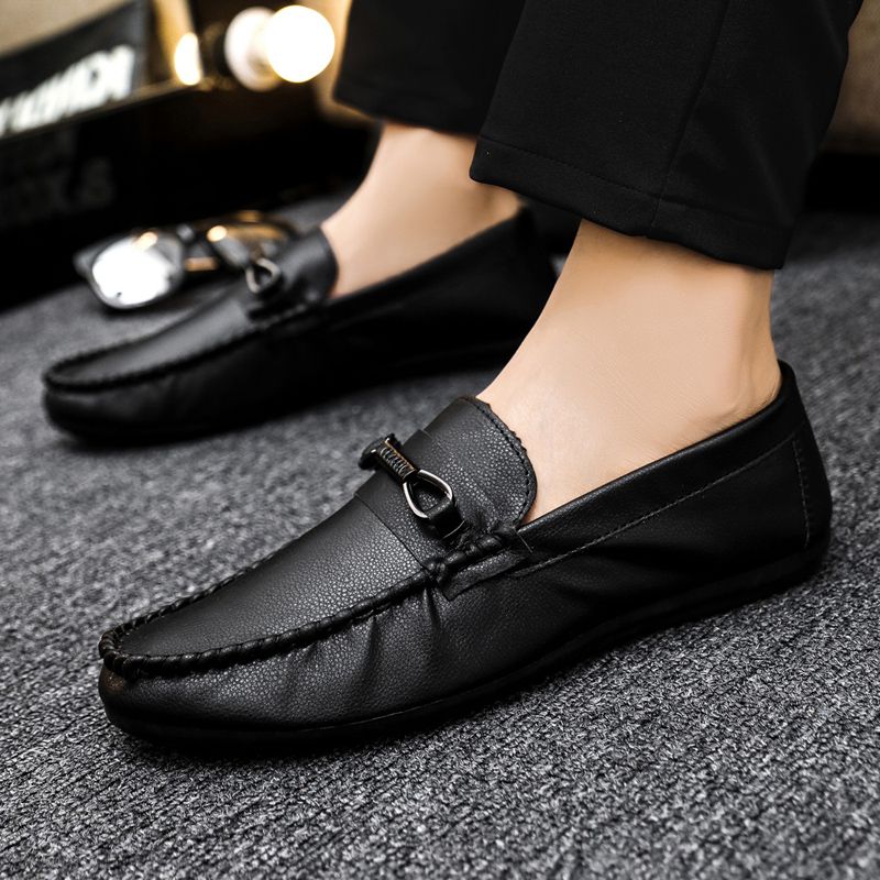 Men's Casual Loafers Slip On Leather Shoes Comfortable Driving Shoes Male Moccasins Classic Penny Loafer Flats Boat Shoes
