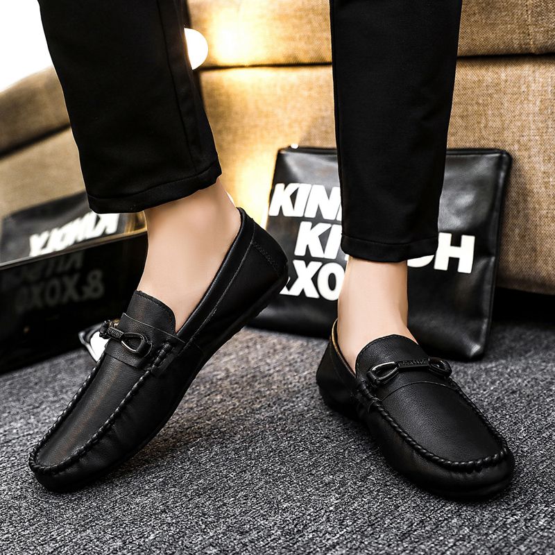 Men's Casual Loafers Slip On Leather Shoes Comfortable Driving Shoes Male Moccasins Classic Penny Loafer Flats Boat Shoes