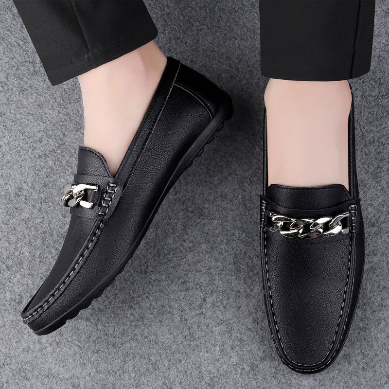 Men's Casual Loafers Slip On Leather Shoes Male Lightweight Driving Shoes Moccasins Classic Penny Loafer Flats Boat Shoes