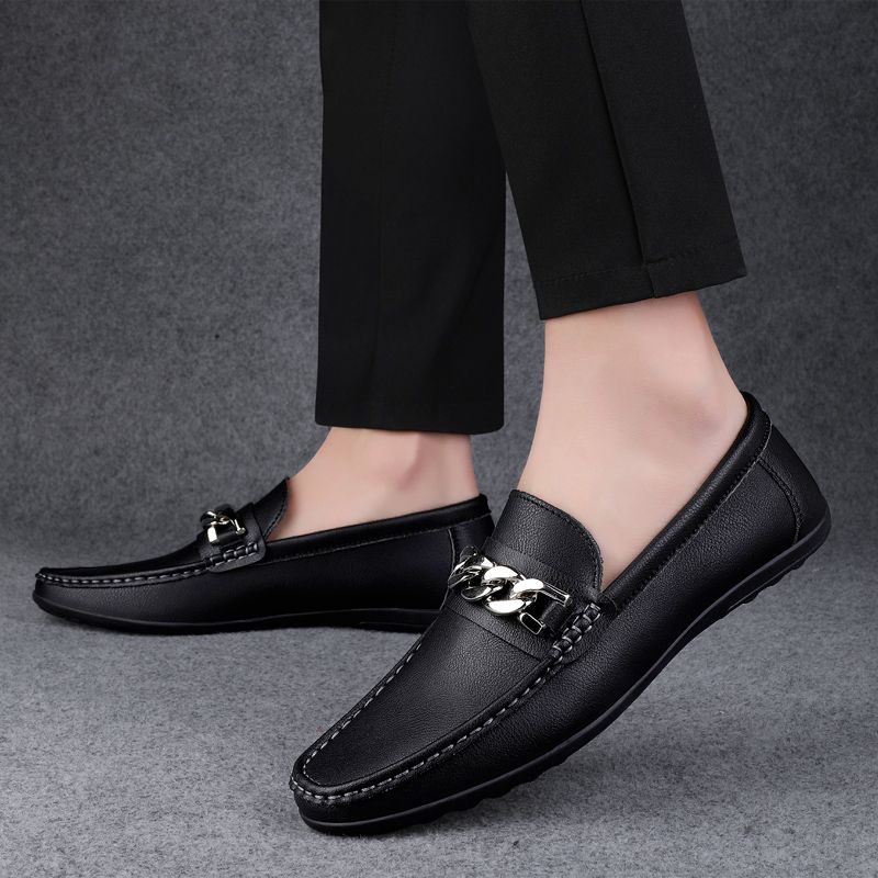 Men's Casual Loafers Slip On Leather Shoes Male Lightweight Driving Shoes Moccasins Classic Penny Loafer Flats Boat Shoes
