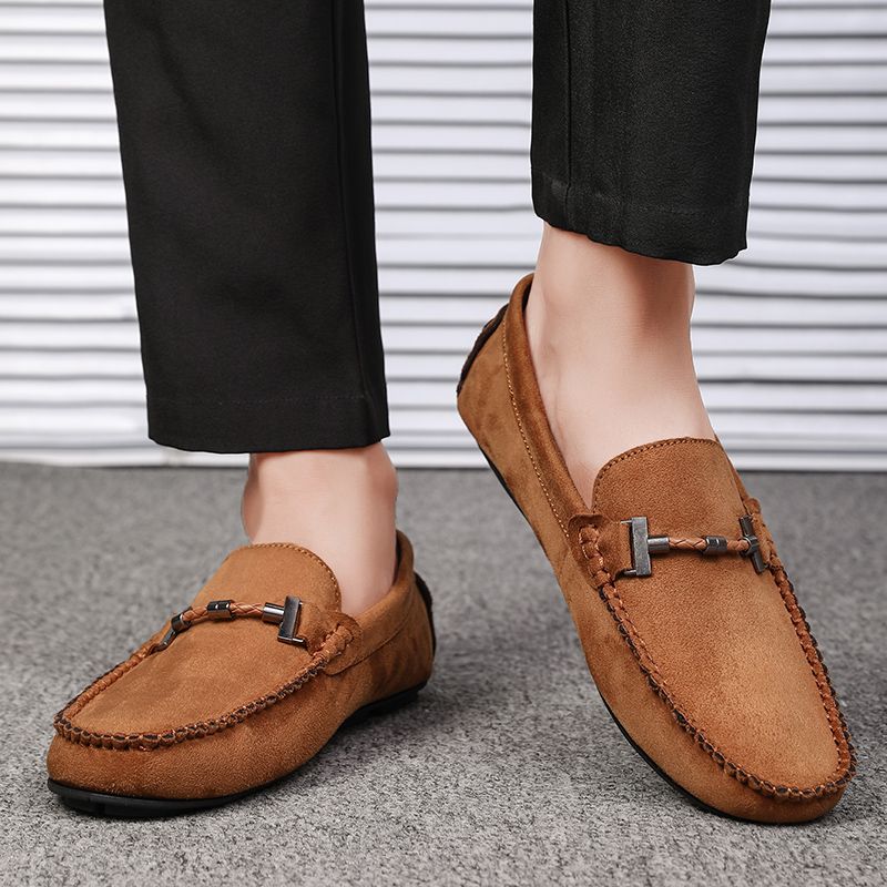 Men's Casual Loafers Slip On Leather Shoes Male Lightweight Driving Shoes Moccasins Classic Penny Loafer Flats Boat Shoes