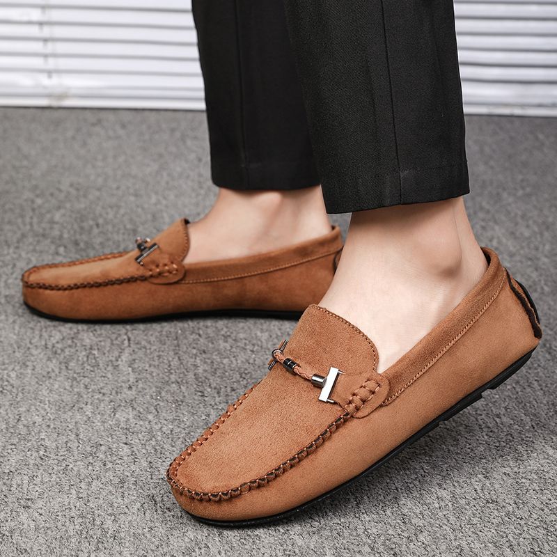 Men's Casual Loafers Slip On Leather Shoes Male Lightweight Driving Shoes Moccasins Classic Penny Loafer Flats Boat Shoes