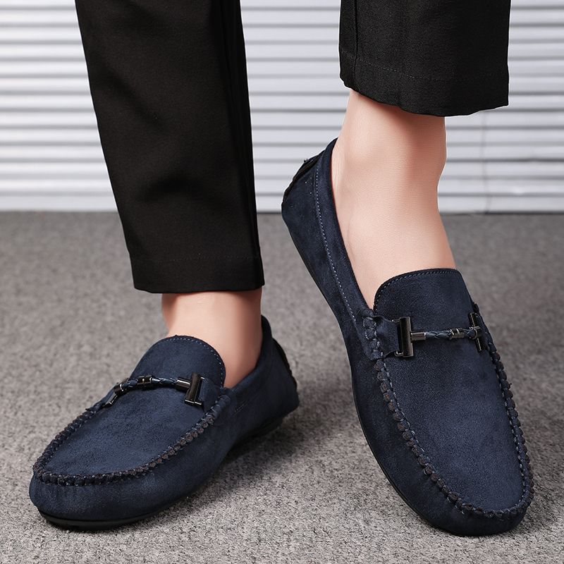Men's Casual Loafers Slip On Leather Shoes Male Lightweight Driving Shoes Moccasins Classic Penny Loafer Flats Boat Shoes