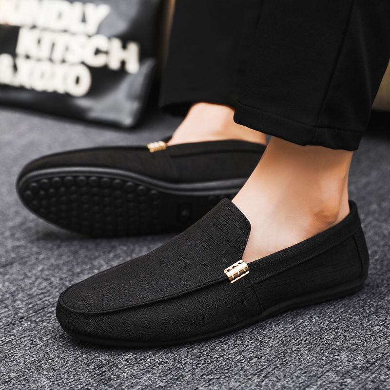 New Men's Casual Canvas Loafers Slip On Breathable Flats Boat Shoes Driving Shoes Moccasins Casual Walking Shoes
