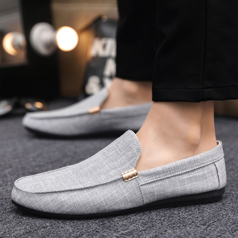 New Men's Casual Canvas Loafers Slip On Breathable Flats Boat Shoes Driving Shoes Moccasins Casual Walking Shoes