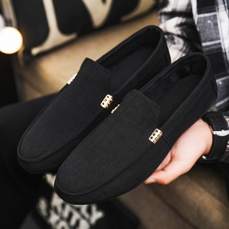 New Men's Casual Canvas Loafers Slip On Breathable Flats Boat Shoes Driving Shoes Moccasins Casual Walking Shoes