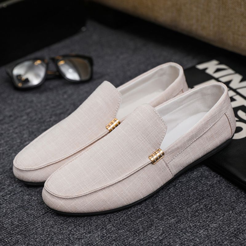 New Men's Casual Canvas Loafers Slip On Breathable Flats Boat Shoes Driving Shoes Moccasins Casual Walking Shoes