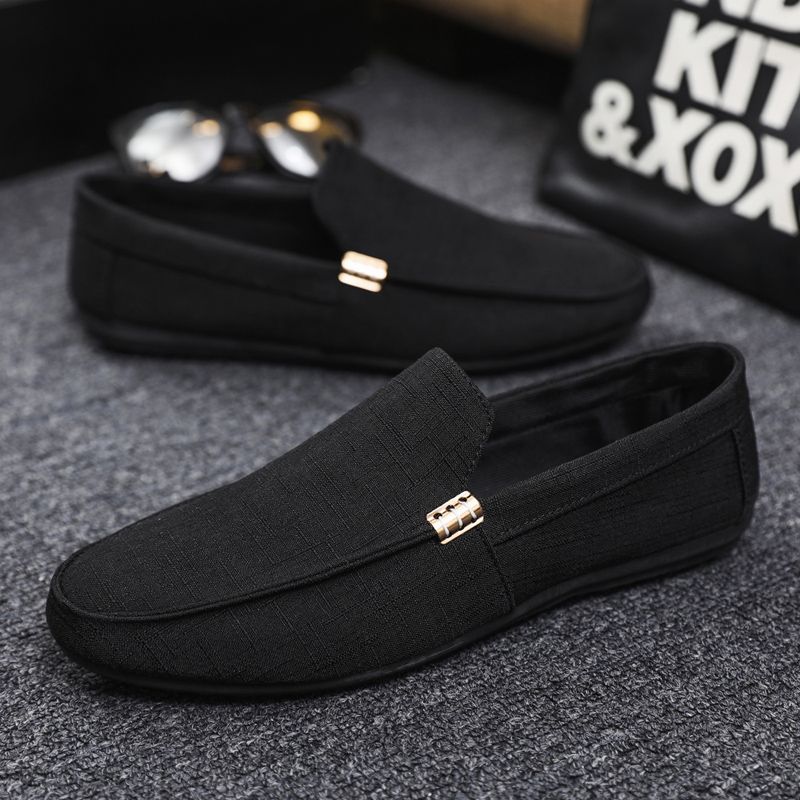 New Men's Casual Canvas Loafers Slip On Breathable Flats Boat Shoes Driving Shoes Moccasins Casual Walking Shoes