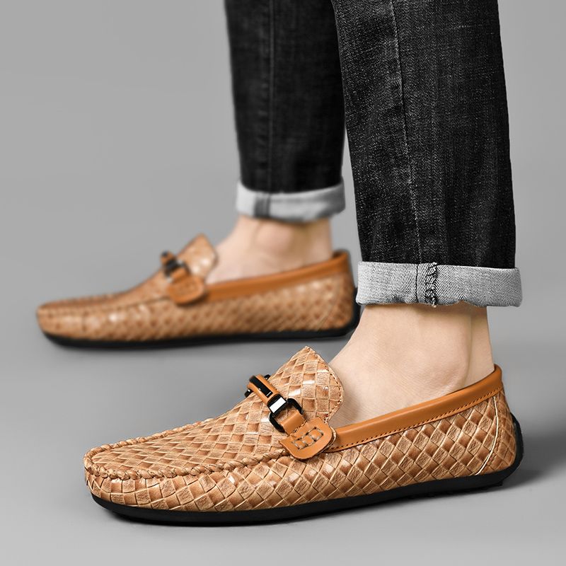 New Men's Casual Loafers Slip On Leather Shoes Male Lightweight Driving Shoes Moccasins Classic Penny Loafer Flats Boat Shoes
