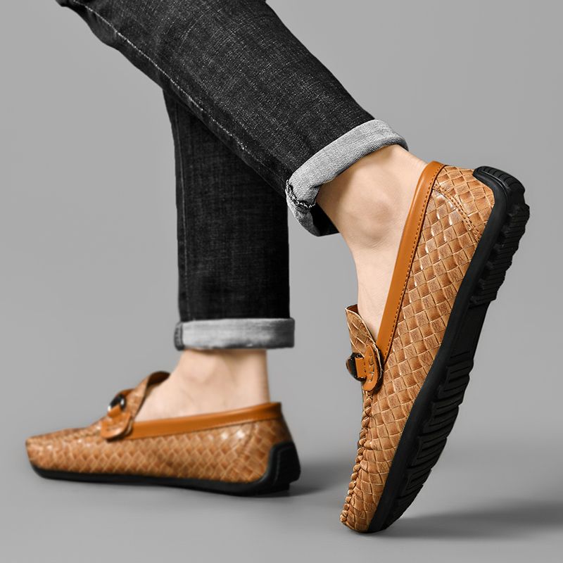 New Men's Casual Loafers Slip On Leather Shoes Male Lightweight Driving Shoes Moccasins Classic Penny Loafer Flats Boat Shoes