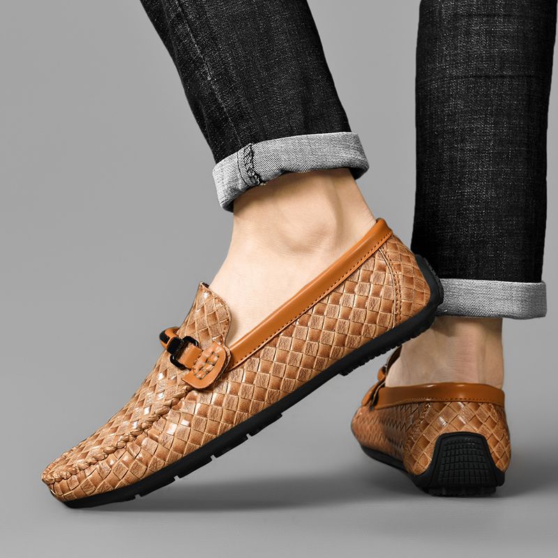 New Men's Casual Loafers Slip On Leather Shoes Male Lightweight Driving Shoes Moccasins Classic Penny Loafer Flats Boat Shoes