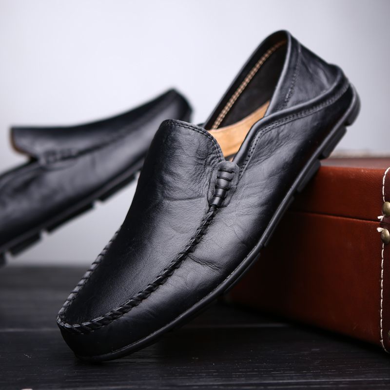 Men's Casual Hollow Loafers Slip On Leather Shoes Male Lightweight Driving Shoes Moccasins Classic Penny Loafer Flats Boat Shoes
