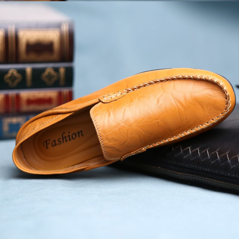 Men's Casual Hollow Loafers Slip On Leather Shoes Male Lightweight Driving Shoes Moccasins Classic Penny Loafer Flats Boat Shoes