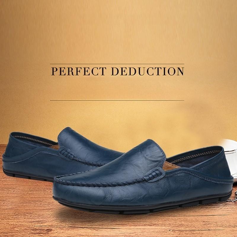 Men's Casual Hollow Loafers Slip On Leather Shoes Male Lightweight Driving Shoes Moccasins Classic Penny Loafer Flats Boat Shoes