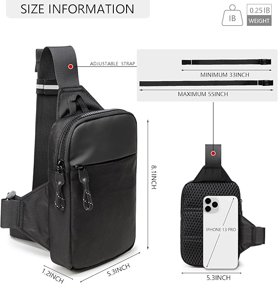 Mini Sling Bag for Women and Men, Small Crossbody Bag Casual Trendy Waterproof Phone Chest Bag for Travel
