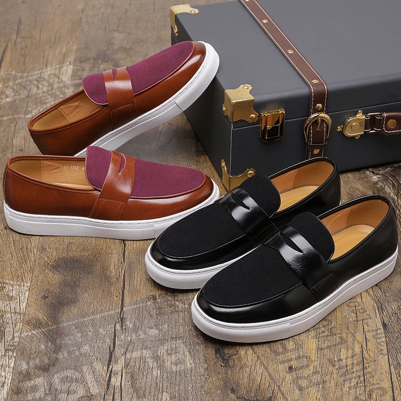 Big Size Men's Casual Loafers Slip On Leather Shoes Comfortable Lightweight Driving Shoes Male Moccasins Classic Penny Loafer Flats Boat Shoes Outdoor Walking Shoes