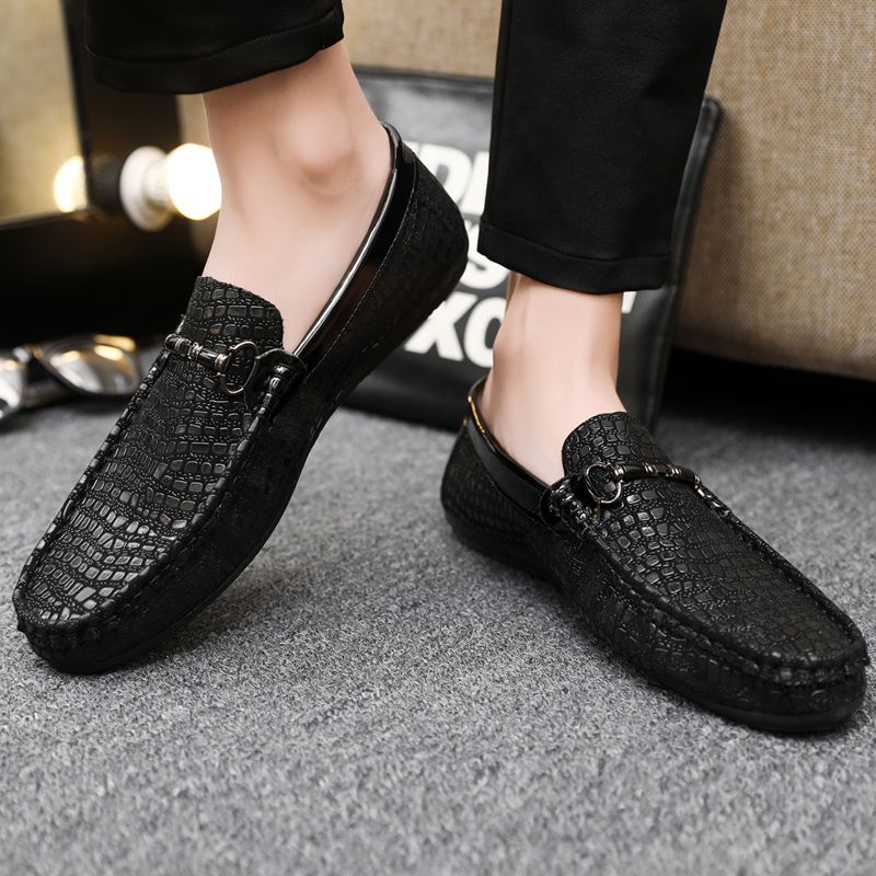 Men's Casual Loafers Slip On Leather Shoes Comfortable Lightweight Driving Shoes Male Moccasins Classic Penny Loafer Flats Boat Shoes Outdoor Walking Shoes