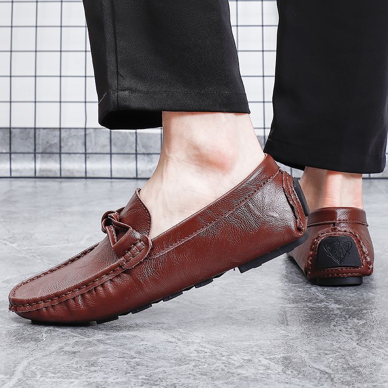 Big Size Men's Casual Loafers Slip On Leather Shoes Comfortable Lightweight Driving Shoes Male Moccasins Classic Penny Loafer Flats Boat Shoes Outdoor Walking Shoes