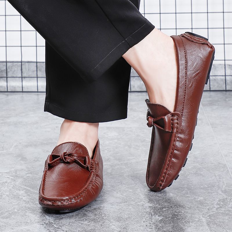 Big Size Men's Casual Loafers Slip On Leather Shoes Comfortable Lightweight Driving Shoes Male Moccasins Classic Penny Loafer Flats Boat Shoes Outdoor Walking Shoes