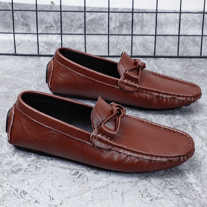 Big Size Men's Casual Loafers Slip On Leather Shoes Comfortable Lightweight Driving Shoes Male Moccasins Classic Penny Loafer Flats Boat Shoes Outdoor Walking Shoes