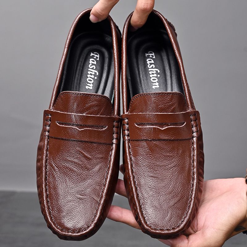 Big Size Men's Casual Loafers Slip On Leather Shoes Comfortable Lightweight Driving Shoes Male Moccasins Classic Penny Loafer Flats Boat Shoes Outdoor Walking Shoes